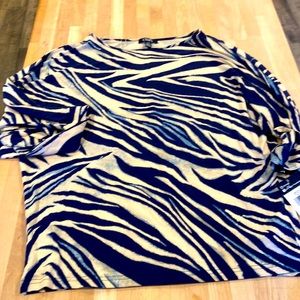 NWT Tie cuff 1/2 sleeve abstract zebra safari print knit top by chaps medium